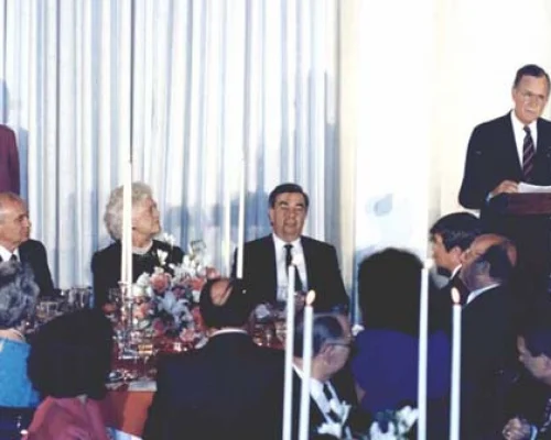 М.С.Горбачев, Б.Буш, Е.М.Примаков и Дж.Буш. Москва. 30 июля 1991