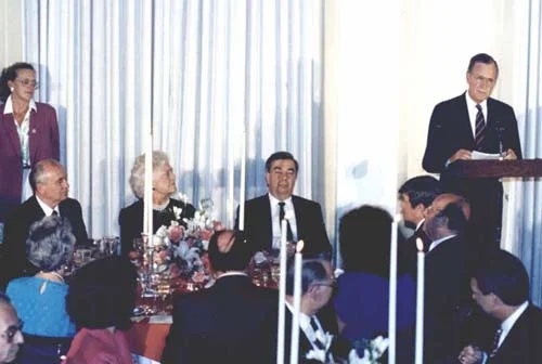 М.С.Горбачев, Б.Буш, Е.М.Примаков и Дж.Буш. Москва. 30 июля 1991