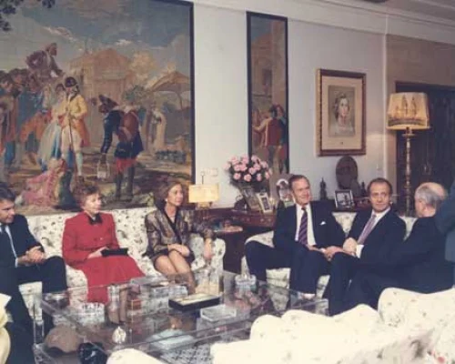 	 Фелипе Гонсалес, Р.М.Горбачева, королева София, Джордж Буш, М.С.Горбачев, П.Р.Палажченко