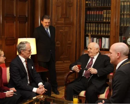 Посол Германии Р. фон Фрич, С.Л.Виноградов, М.С.Горбачев, обер-бургомистр Й.Вольбергс