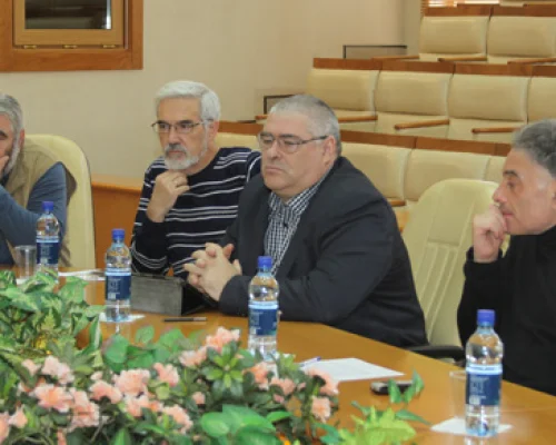 Слева направо: В.Кржевов, Г.Кертман, П.Бизюков, В.Римский