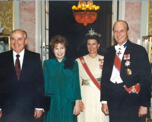 М.С. Горбачев, Р.М. Горбачева, королева Соня, король Харальд V,  Осло, Норвегия. 5 июня 1991