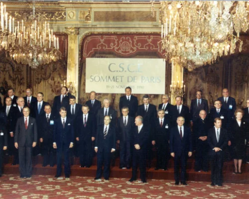 Франция. В гостях у Миттерана. Д.Миттеран, М.С.Горбачев, Р.М.Горбачева,Ф.Миттеран