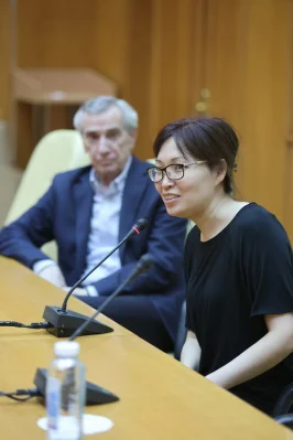 Когершын Сагиева, режиссер фильма, Владимир Поляков, пресс-секретарь Горбачев-Фонда, участник работы над фильмом.