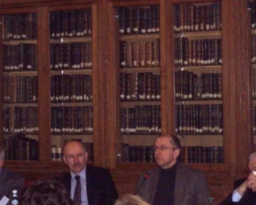 Слева направо: Андрей Грачев, Павел Палажченко, Фредерик Бозо, Михаил Наринский